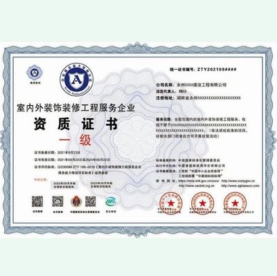 室內(nèi)外裝飾裝修工程企業(yè)服務(wù)資質(zhì)證書一級資訊與辦理指南